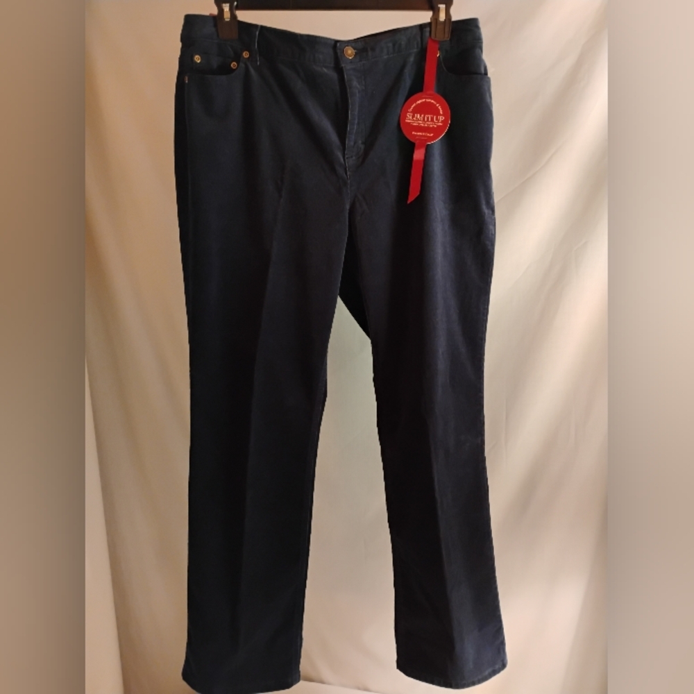 CHARTER CLUB 'SLIM IT UP' CORDUROY 5 POCKET JEANS 16R USA MIDNIGHT BLUE (NWT)